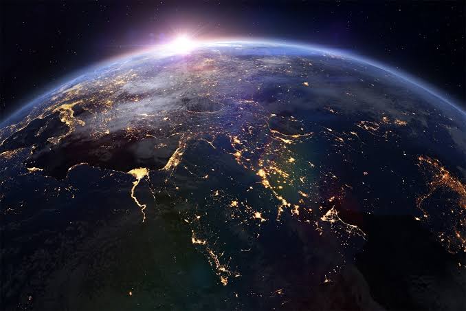 Earth at night viewed from orbit